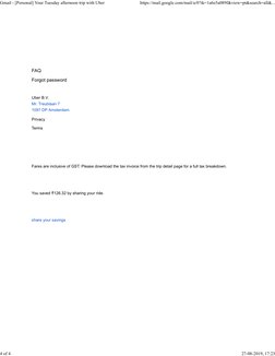 FAQ
Forgot password
Uber B.V.
Mr. Treublaan 7
1097 DP Amsterdam
Privacy
Terms
Fares are inclusive of GST. Please download the