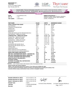 TEST NAME
VALUE
UNITS
NAME
 
SELF
MD ARSHAD(37Y/M)
REF. BY
TEST ASKED
AAROGYAM C
:
:
:
SAMPLE COLLECTED AT   :
INFRONT OF IDE