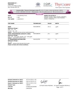 TEST NAME
UNITS
TECHNOLOGY
NAME
 
SELF
MD ARSHAD(37Y/M)
REF. BY
TEST ASKED
AAROGYAM C
:
:
:
SAMPLE COLLECTED AT   :
INFRONT O
