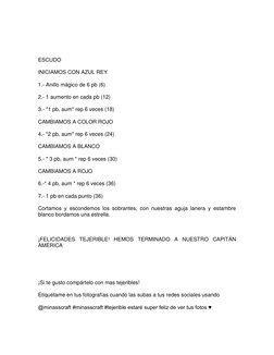 ESCUDO  
 
INICIAMOS CON AZUL REY  
 
1.- Anillo mágico de 6 pb (6) 
 
2.- 1 aumento en cada pb (12) 
 
3.- *1 pb, aum