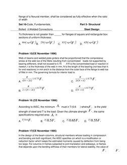 An
flange of a flexural member, shall be considered as fully effective when the ratio 
of width 
Set 16-Code, Fundamentals,