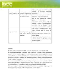 Control del proceso de 
lixiviación 
 
 
Exposición por generación 
de arsénico durante el 
proceso de lixiviación.