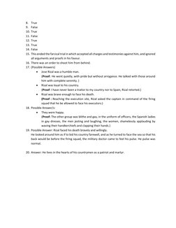 8. True 
9. False 
10. True 
11. False 
12. True 
13. True 
14. False 
15. This ended the farcical trial in which accepted al