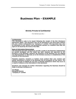 “Company A” Limited – Business Plan Commentary 
Page 1 of 26 
 
 
Confidentiality 
This document is only to be issued followi