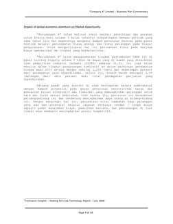 “Company A” Limited – Business Plan Commentary 
Page 9 of 26 
 
 
 
Impact of global economic downturn on Market Opportunity