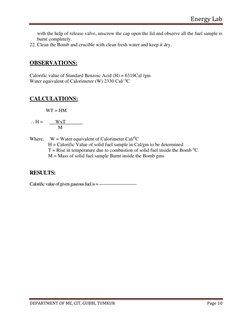 Energy Lab 
 
DEPARTMENT OF ME, CIT, GUBBI, TUMKUR 
Page 10 
 
with the help of release valve, unscrew the cap open the lid a