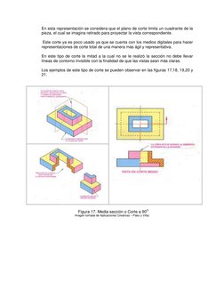 En esta representación se considera que el plano de corte limita un cuadrante de la 
pieza, el cual se imagina retirado para