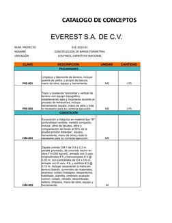 CATALOGO DE CONCEPTOS
NUM. PROYECTO
EVE-2019-01
NOMBRE 
CONSTRUCCION DE BARDA PERIMETRAL
UBICACIÓN
LOS PINOS, CARRETERA NACIO