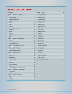 TABLE OF CONTENTS
Introduction
Chapter 1: Step-By-Step Factions
Chapter 2: Entertainment and Downtime
4
 Bounty Hunting
6
 Bu