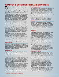 CHAPTER 2: ENTERTAINMENT AND DOWNTIME
          NY CAMPAIGN BENEFITS WHEN CHARACTERS HAVE TIME BETWEEN
           adventures