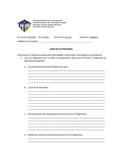 República Bolivariana de Venezuela 
Unidad Educativa “Dr. José María Vargas” 
Municipio Carrizal, Estado Miranda. 
Profes