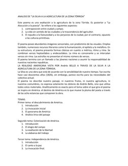ANALISIS DE “LA SILVA A LA AGRICULTURA DE LA ZONA TÓRRIDA” 
 
Este poema es una exaltación a la agricultura de la zona Tórrid