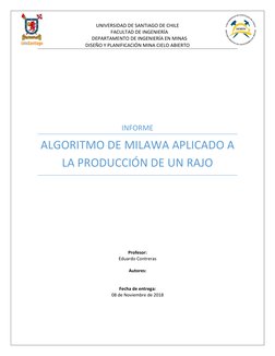 UNIVERSIDAD DE SANTIAGO DE CHILE 
   FACULTAD DE INGENIERÍA 
   DEPARTAMENTO DE INGENIERÍA EN MINAS 
DISEÑO Y PLANIFICACIÓN
