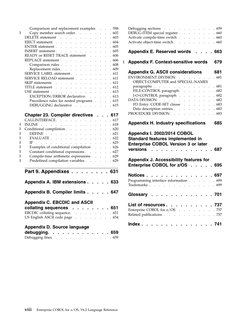 Comparison and replacement examples
.
.
. 598
Copy member search order.
.
.
.
.
.
.
. 602
DELETE statement
.
.
.
.
.
.
.
.
.