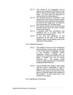 RESEARCH WRITING MANUAL 2017 EditionPage 8
III.2.1.1
This consist of 3-5 paragraphs only to
capture the background informatio