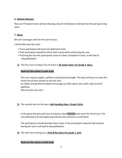 Annual Sports Day Commentary Script | PDF | Sports | Leisure