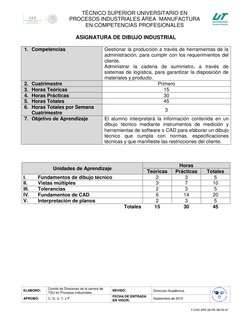 ELABORÓ: 
Comité de Directores de la carrera de 
TSU en Procesos Industriales 
REVISÓ: 
Dirección Académica 
 
APROBÓ: 
C.