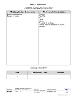ELABORÓ: 
Comité de Directores de la carrera de 
TSU en Procesos Industriales 
REVISÓ: 
Dirección Académica 
 
APROBÓ: 
C.