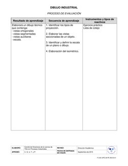 ELABORÓ: 
Comité de Directores de la carrera de 
TSU en Procesos Industriales 
REVISÓ: 
Dirección Académica 
 
APROBÓ: 
C.