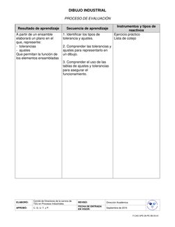 ELABORÓ: 
Comité de Directores de la carrera de 
TSU en Procesos Industriales 
REVISÓ: 
Dirección Académica 
 
APROBÓ: 
C.