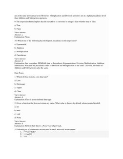 Python MCQs: Operators and Data Types | PDF | Data Type | Integer ...