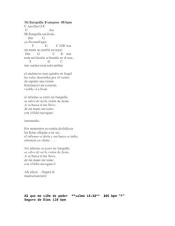 Mi Barquilla Transposs  88 bpm 
C Am Dm G C 
 C                         Am       
Mi barquilla sin Jesús, 
    Dm           G