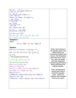 න൬
3
𝑤𝑤−1 −
2
𝑤𝑤−2൰𝑑𝑑𝑑𝑑+ ln|𝑣𝑣| = 𝑐𝑐1 
න
𝑤𝑤−4
𝑤𝑤2 −3𝑤𝑤+ 2 𝑑𝑑𝑑𝑑+ ln|𝑣𝑣| = 𝑐𝑐1 
3 ln|𝑤𝑤−1| −2 ln|𝑤