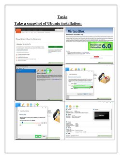 Tasks 
Take a snapshot of Ubuntu installation: 
 
 
 
 
 
 

