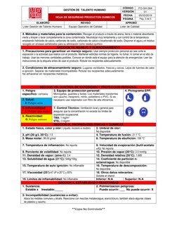 GESTIÓN DE  TALENTO HUMANO 
CÓDIGO 
FO-GH-064 
VERSIÓN 
01 
 
HOJA DE SEGURIDAD PRODUCTOS QUIMICOS 
FECHA 
05/03/2019 
PÁ
