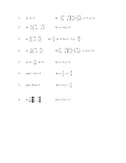 1.     
a)    k = 2                  
b)    




















9
7
4
5
2
3
y
x
,   x = 5 , y = 4