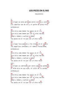 LOS PECES EN EL RIO 
VILLANCICO 
 
I: 
Am                    E              E7        Am 
La Virgen se está peinando entre co