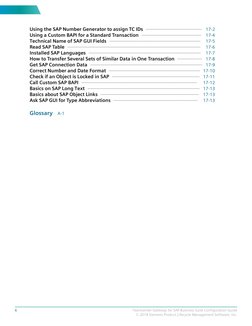 Using the SAP Number Generator to assign TC IDs ────────────────
17-2
Using a Custom BAPI for a Standard Transaction ────────