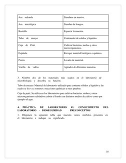 10 
 
Asa    redonda    
Siembras en masivo. 
Asa    micológica  
Siembra de hongos. 
Rastrillo  
Esparcir la muestra. 
Tub
