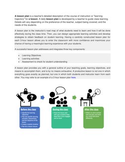 A lesson plan is a teacher's detailed description of the course of instruction or "learning 
trajectory" for a lesson. A dail