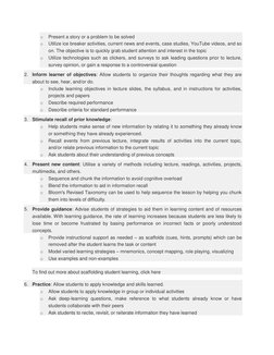 o 
Present a story or a problem to be solved 
o 
Utilize ice breaker activities, current news and events, case studies, YouTu