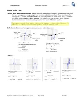Algebra II Notes                                                 Polynomial Functions