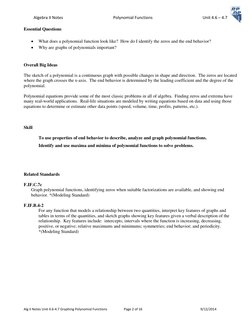Algebra II Notes                                                 Polynomial Functions
