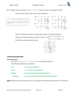 Algebra II Notes                                                 Polynomial Functions