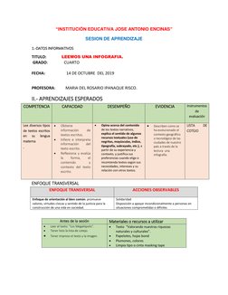 “INSTITUCIÓN EDUCATIVA JOSE ANTONIO ENCINAS” 
SESION DE APRENDIZAJE  
1.-DATOS INFORMATIVOS 
TITULO:               LEEMOS UNA
