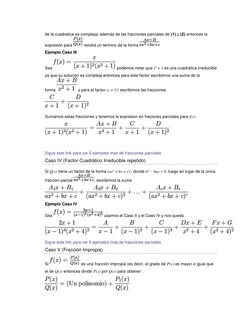 de la cuadratica es compleja) además de las fracciones parciales de (1) y (2) entonces la 
expresión para 
 tendrá un término