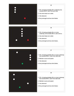 25
1.  P.D. v/I towing probably 50 m underway tow 
     exceeds 200 m. seen from port side.
2.  One short blast a/c to stbd.