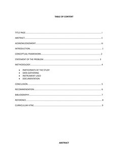 TABLE OF CONTENT
TITLE PAGE..................................................................................................