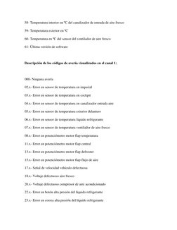 58- Temperatura interior en ºC del canalizador de entrada de aire fresco 
59- Temperatura exterior en ºC 
60- Temperatura en