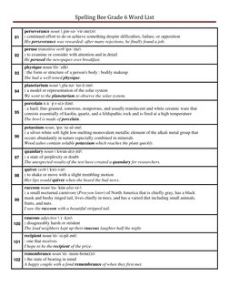 6th Grade Spelling Bee Word List | PDF | Kerosene | Adjective