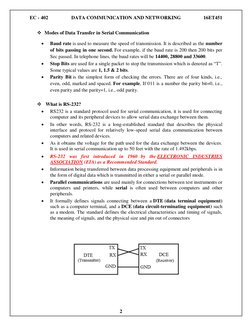 EC - 402 
DATA COMMUNICATION AND NETWORKING 
16ET451 
 
 2 
 
 
 
 Modes of Data Transfer in Serial Communication 
 
Baud r