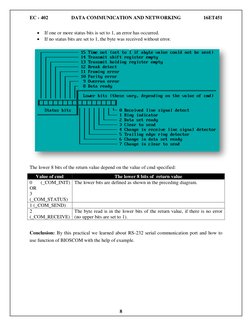 EC - 402 
DATA COMMUNICATION AND NETWORKING 
16ET451 
 
 8 
 
 
 
 If one or more status bits is set to 1, an error has occu
