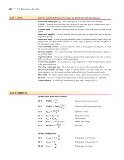 652
◆
THE OPERATIONAL AMPLIFIER
KEY TERMS
Key terms and other bold terms in the chapter are defined in the end-of-book glossa