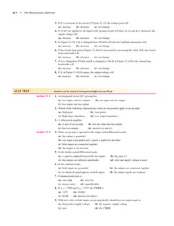 654
◆
THE OPERATIONAL AMPLIFIER
3. If Ri is increased in the circuit of Figure 12–18, the voltage gain will
(a) increase
(b)