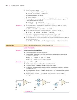 656
◆
THE OPERATIONAL AMPLIFIER
25. Each RC circuit in an op-amp
(a) causes the gain to roll off at 
(b) causes the gain to r