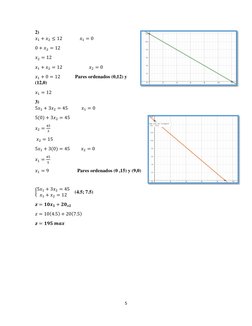 5 
 
2) 
𝑥1 + 𝑥2 ≤12              𝑥1 = 0 
0 + 𝑥2 = 12 
𝑥2 = 12 
𝑥1 + 𝑥2 = 12                      𝑥2 = 0 
𝑥1 + 0 = 1